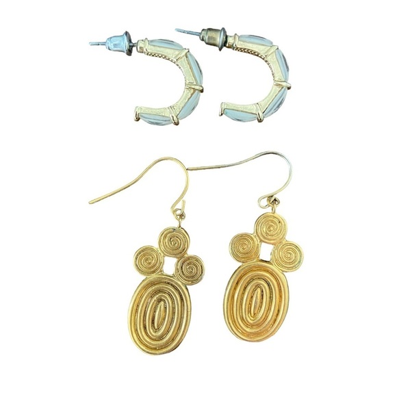 Vintage Bohemian Earrings Set Gold Mother of Pearl - Picture 1 of 5